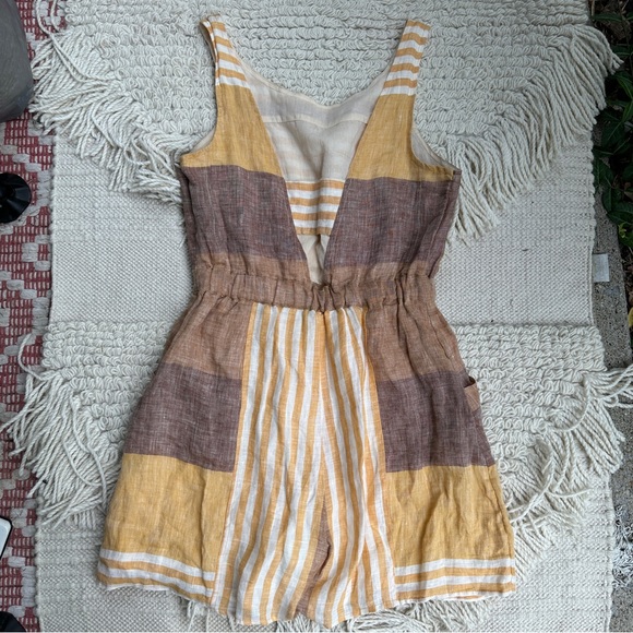 ANTHROPOLOGIE Ett:twa yellow striped Wesley linen sleeveless romper 6 - Picture 12 of 14